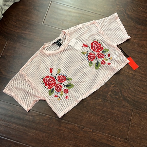 Forever 21 Pink Mesh Crop Top - Picture 5 of 7